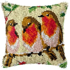 DIY Latch Hook Pillow Kit Bird Pattern Printed Canvas Cushion Cover