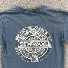 Vintage Mr. Zogs Sex Wax Mens Large Blue Shirt Classic 90s Surf Wax Grapgic Tee