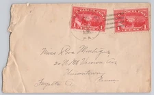 Mount Vernon, Pennsylvania Parcel Post envelope with two 1c stamps,