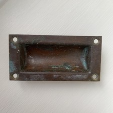 Vintage Recessed Handle Drawer Door Brass Reclaimed Old Chest (141)