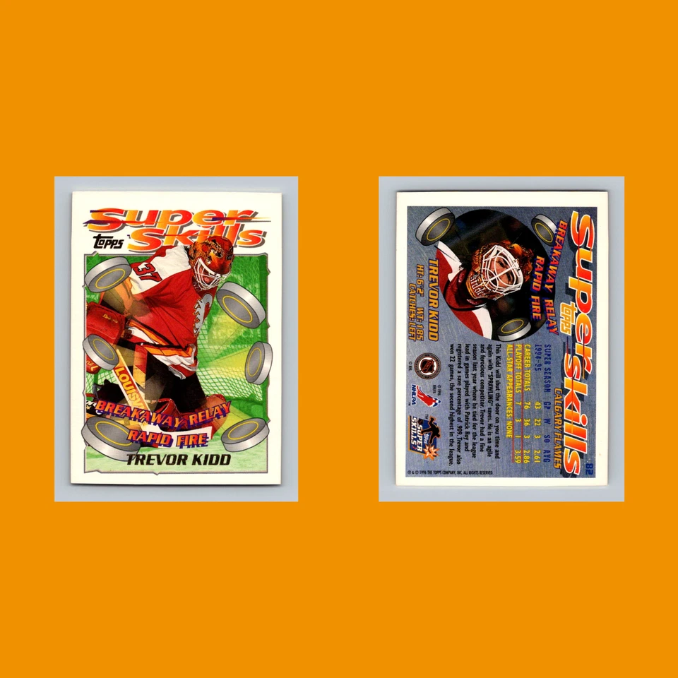 Trevor Kidd #82 1995 Topps Super Skills Calgary Flames Hockey Card NHL NM - Image 3 of 3