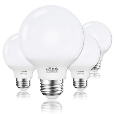 Cotanic G25 LED Globe Light Bulbs, 4 Count(Pack of 1), 4000k Natural Daylight