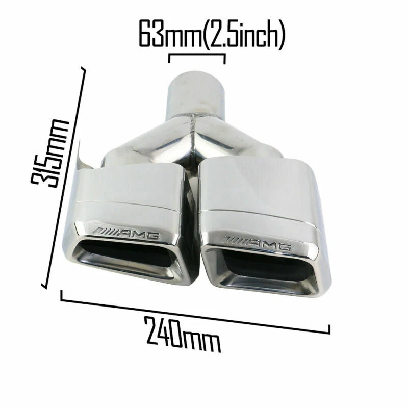 2PCS 2.5'' Exhaust Pipe Double Slant Tailpipe Y Tips for Mercedes-Benz E63 AMG - Imagem 3 de 4