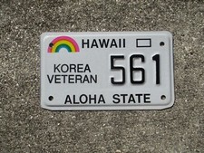Hawaii Korean Veteran Motorcycle License Plate  561