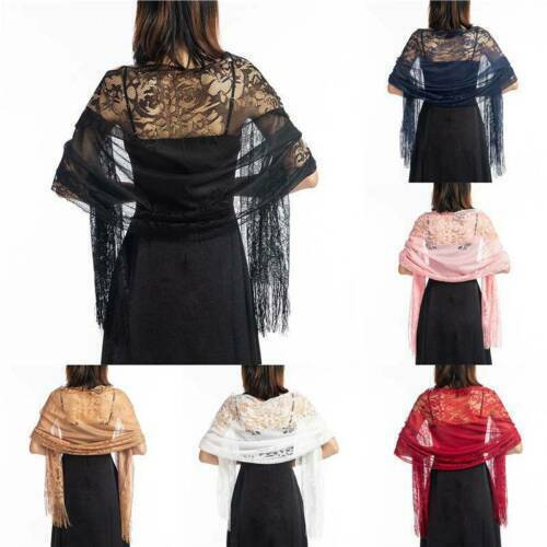 Wedding Wrap Soft Lace Wraps Cover Pashmina Tulle Ups Shawl Wrap Evening Scarf - Picture 2 of 24