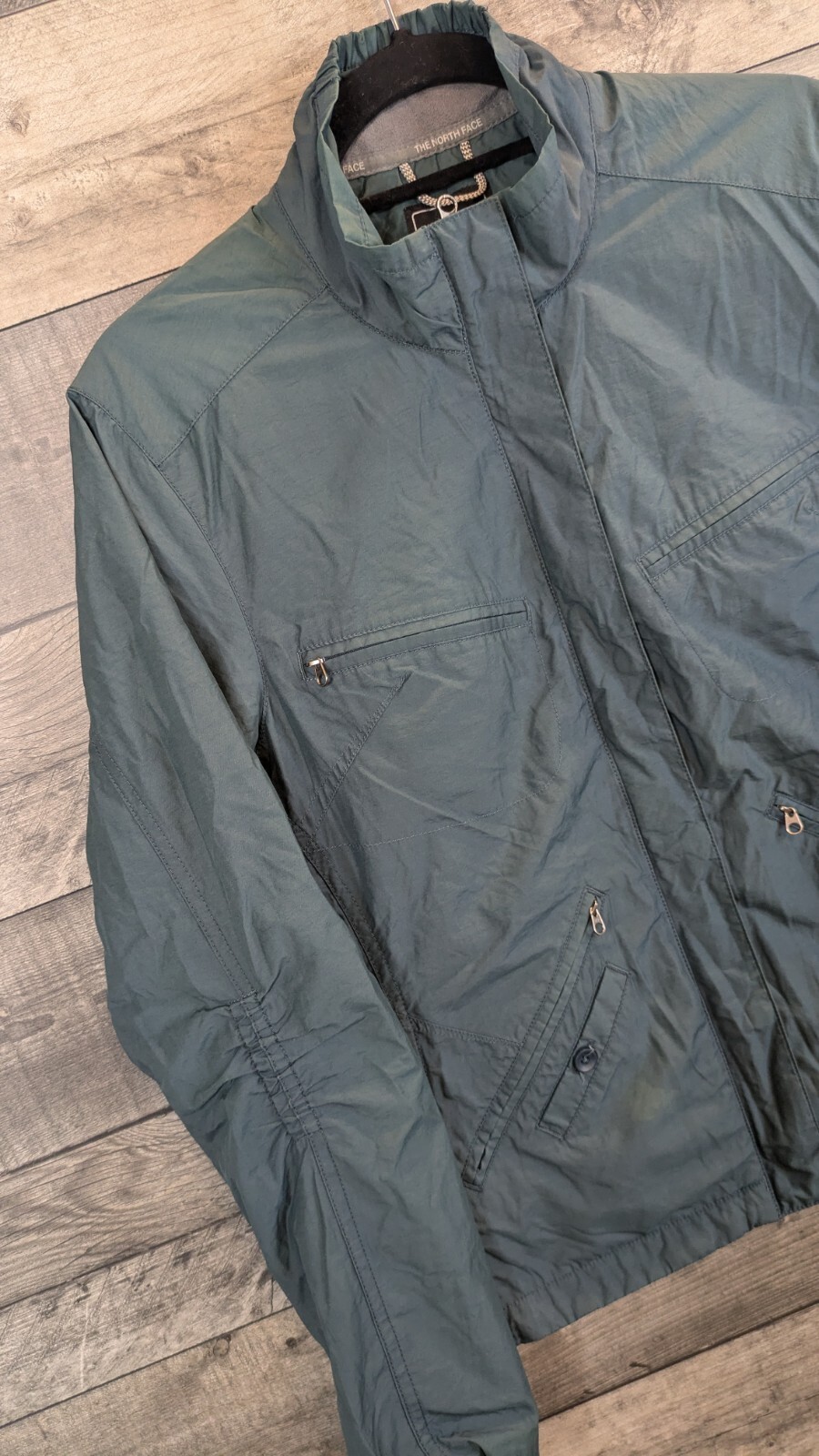 North Face Utility Jacket Womens Medium Petrol Blue Biker Style Zips Slim Fit  thumbnail 3