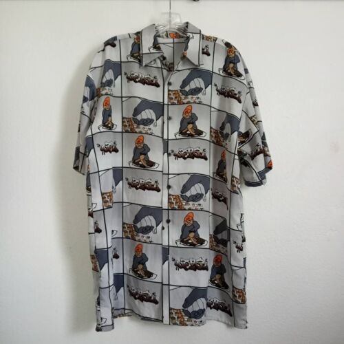 Camicia Vintage UP RO’s 1990s Hip Hop Club DJ Bottoni RARA Graffiti Streetwear XL - Foto 6 di 6