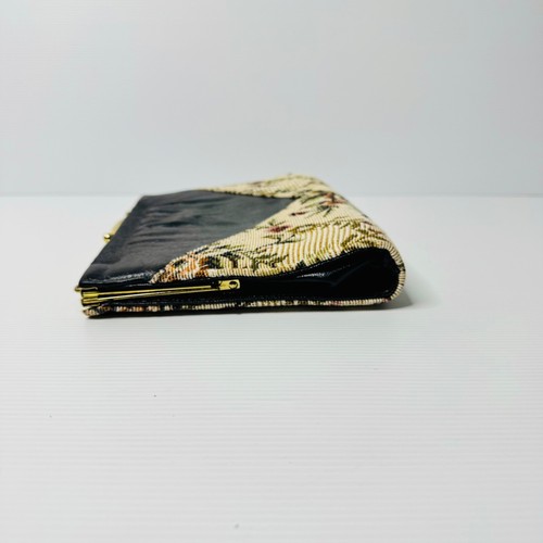 Vintage Floral Tapestry Clutch Purse with Black Vinyl Accent – Made in Australia - Picture 4 of 8