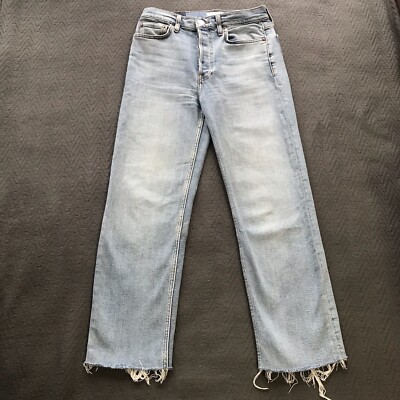 Re/Done High Rise Jeans Straight Leg Button Fly Distressed