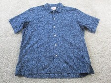 Battenwear Shirt Mens Large Blue Paisley Button Down Short Sleeve Made In USA