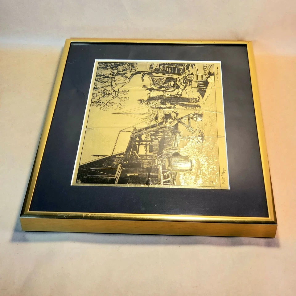 Impresión en lámina de oro vintage coleccionable Lionel Barrymore "Point Magu" Foto 3 de 4