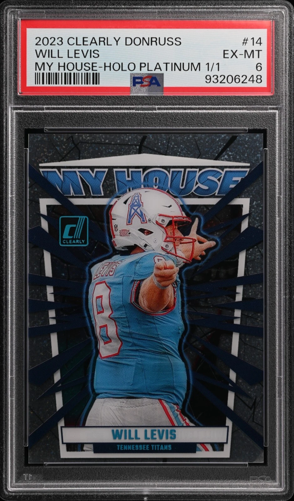 Will Levis Panini Clearly Donruss Clearly My House #14 Holo Platinum 1/1