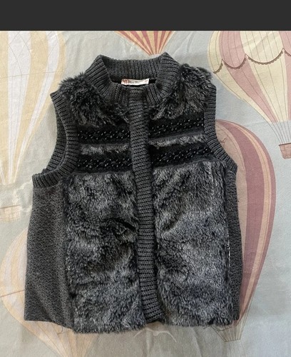 Miss Me Girls Gray Faux Fur Sweater Vest Large 11-12 Years  - Picture 3 of 6