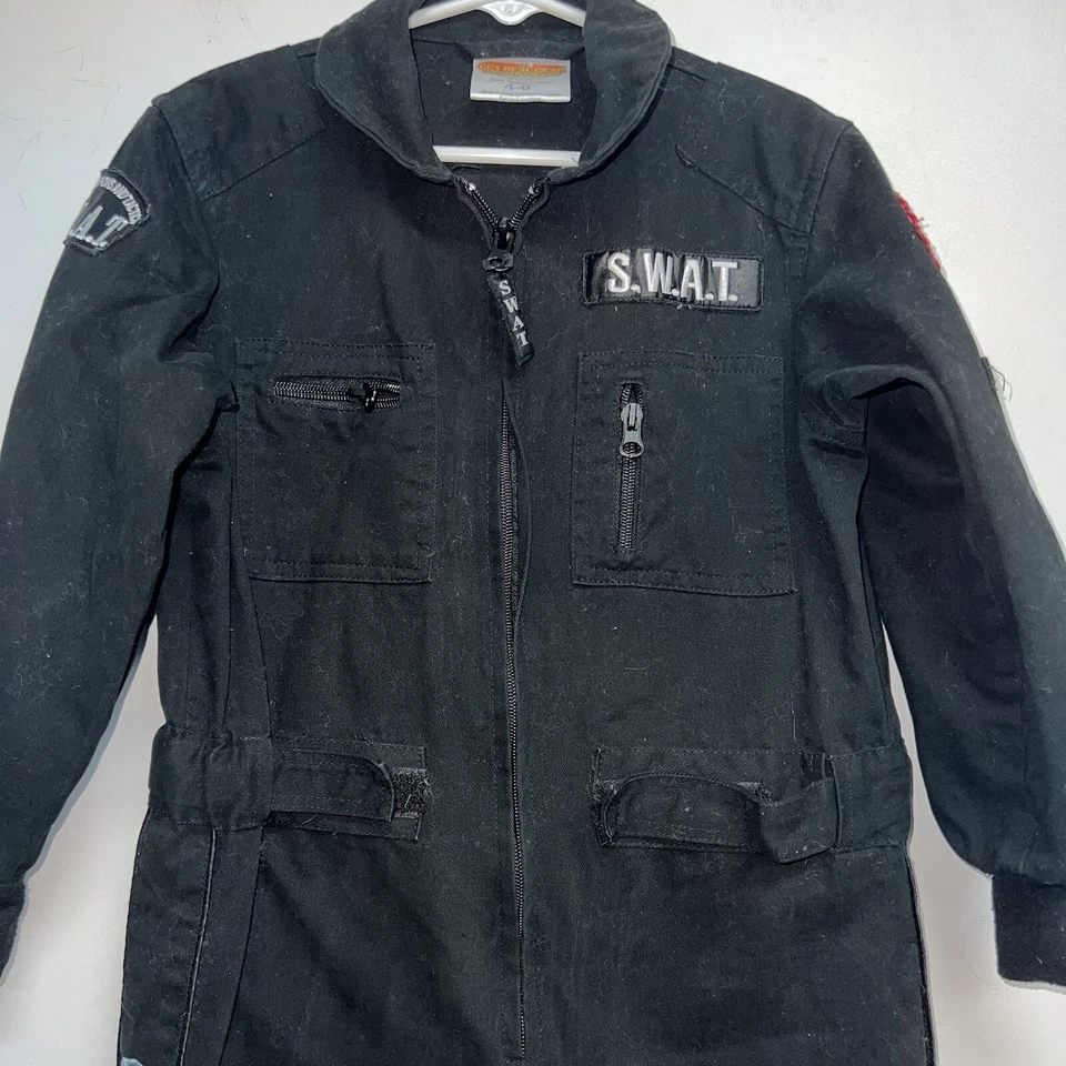 Get Real Gear Niños SWAT Disfraz de Halloween Vestir Talla 4-6 Mono Negro Foto 2 de 4