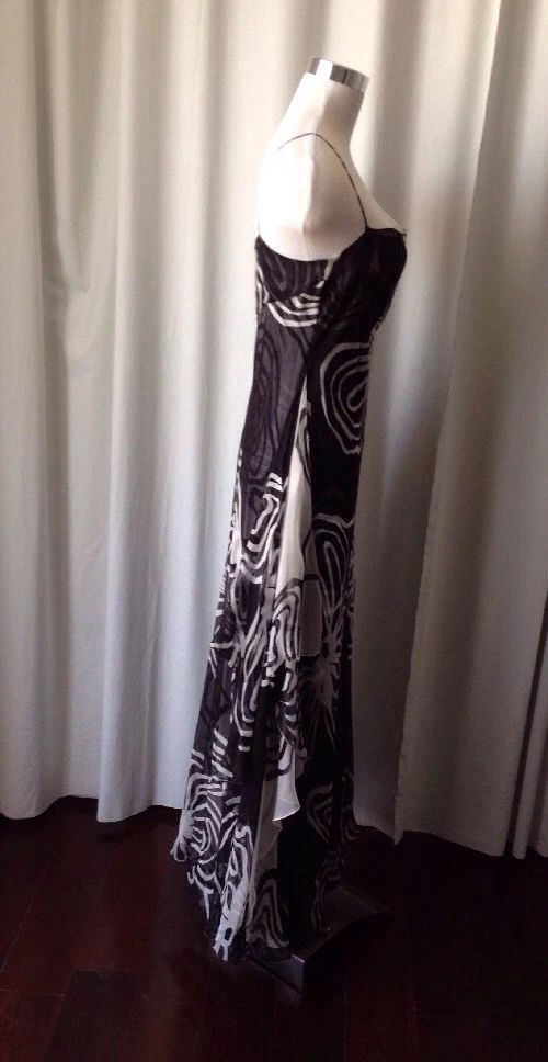 Valentino Abito in seta floreale bianco e nero