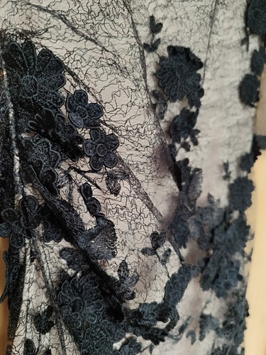 REISS Bodycon Mesh Applique Lace Stretch Mini Dress Black Nude Beige Pink 6 XS - Picture 3 of 8