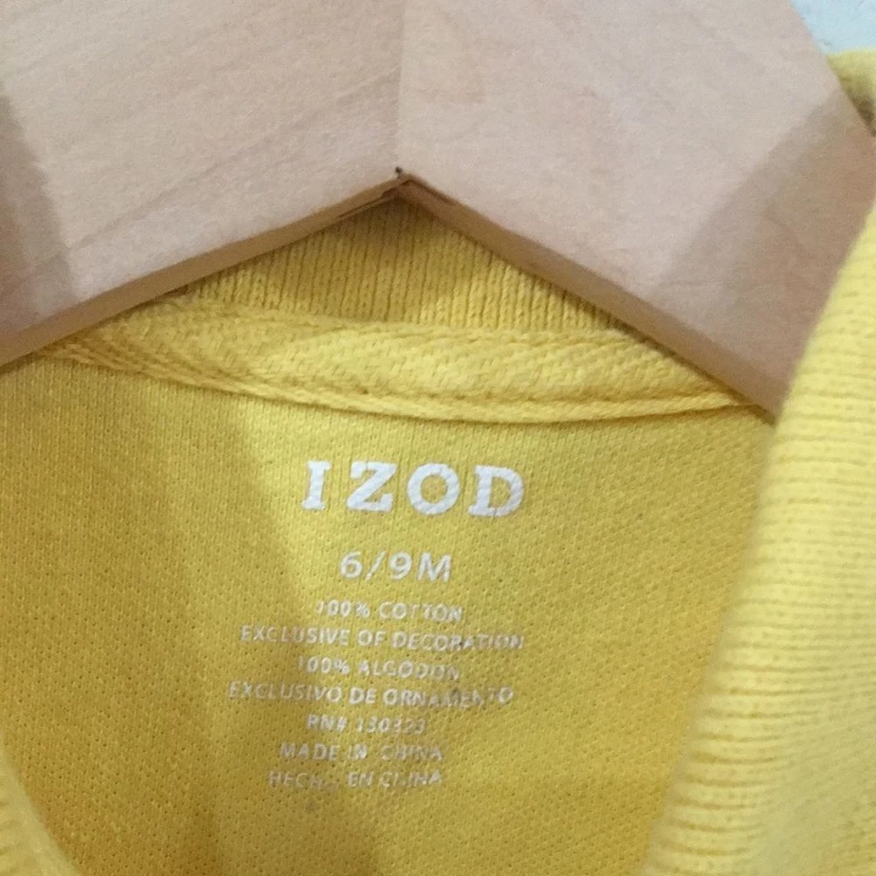 Polo Izod Bebé Niño Talla 6-9M Amarillo Bordado 100% Algodón Foto 3 de 4