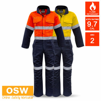 BN Mens Modacrylic Flame Retardant HRC 2, 9.4 CAL Hoop Taped Spliced Overalls