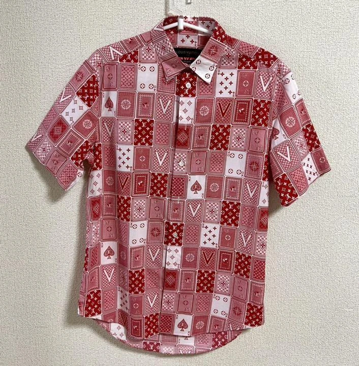 LOUIS VUITTON Playing card pattern Shirt Size S Red X White