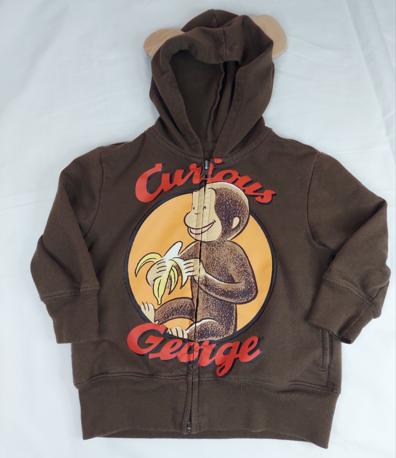 Curious George 2T Full Zip Up Jacket  Character Hoodie With Ears Girls Boys