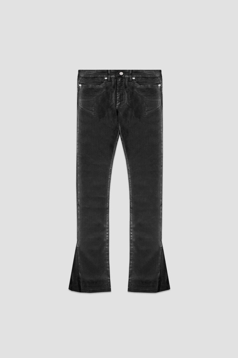 black waxed flare denim bolan似 Flaneur Homme Flared Jeans in Waxed Black Denim Unisex Size 28