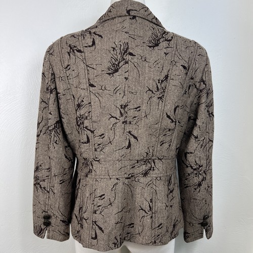 Coldwater Creek Women's Brown Floral Herringbone Blazer Size P12 Nature Career - Picture 10 of 19