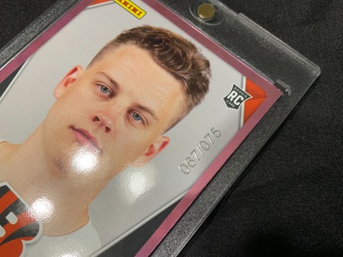 JOE BURROW RC Rare PINK FOIL ROOKIE CARD #’d /75 - 2020 Panini Sticker EBAY 1/1 - Picture 2 of 5