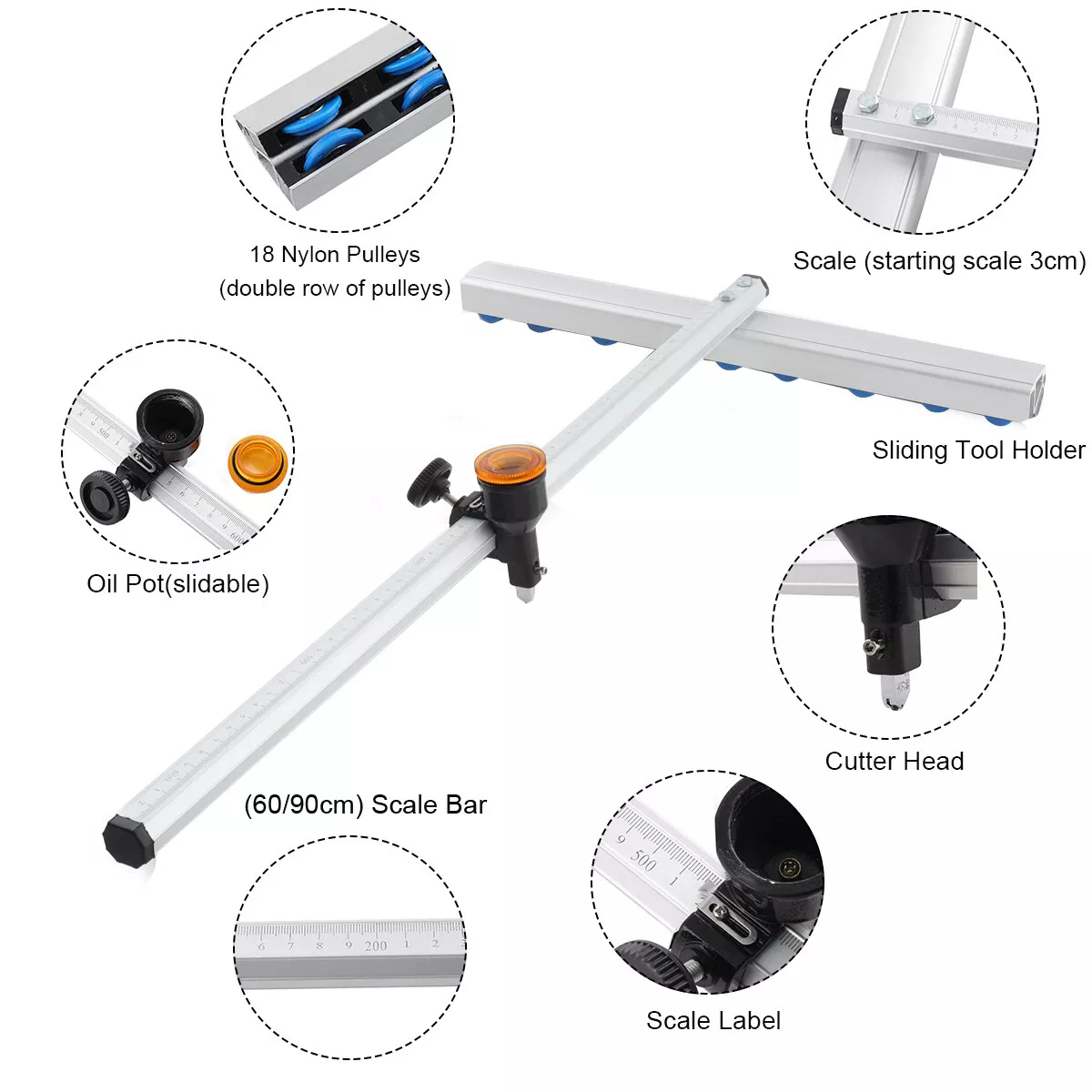 Professional Glass Cutter Cutting Tool T Shaped Oil Feed Speed