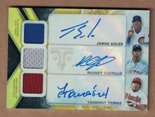 2015 TOPPS TRIPLE THREADS AUTO RELIC SEPIA TOMAS/JORGE SOLER/RUSNEY CASTILLO/27