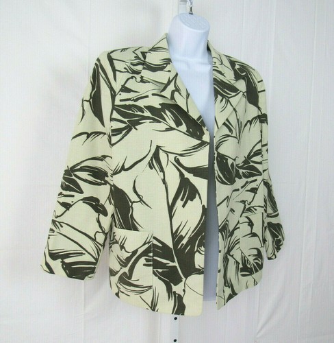 Vintage 1990er Linda Allard Ellen Tracy Größe 12 Baumwolle Canvas Jacke grüne Blätter - Bild 3 von 12