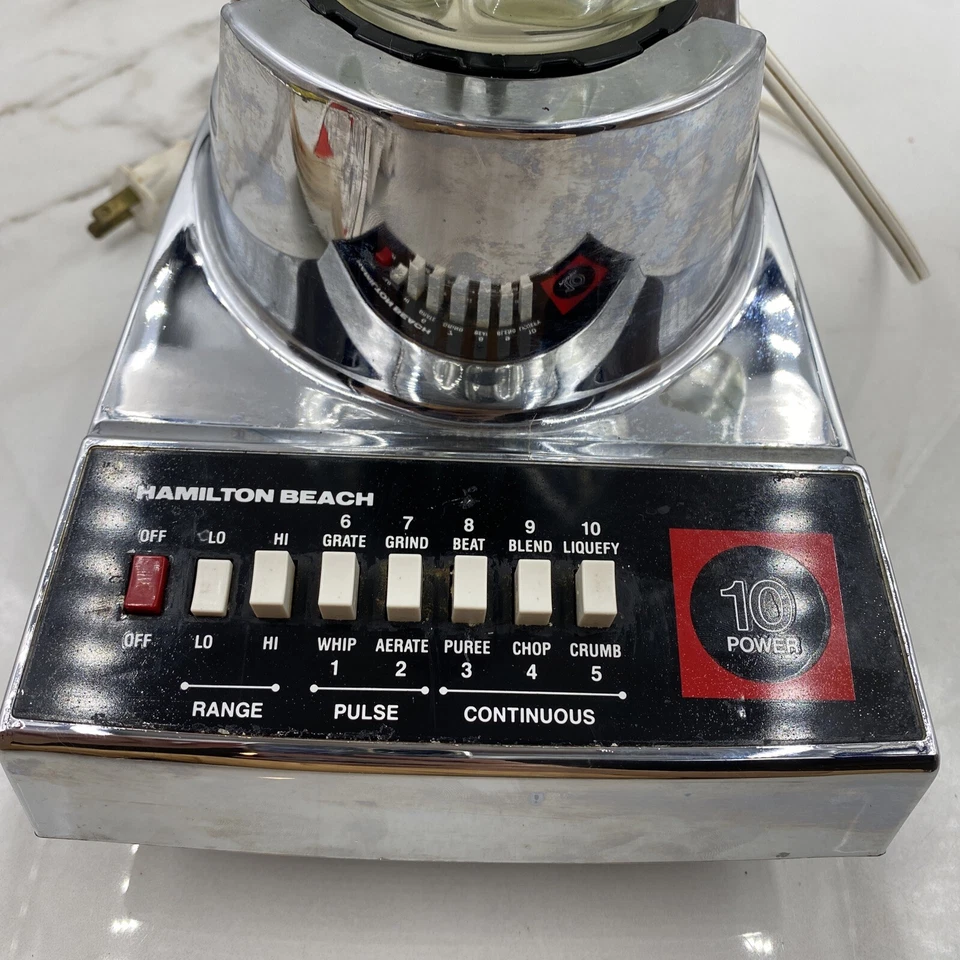 Licuadora Hamilton Beach vintage 10 velocidades cromada 40 oz 5 tazas vidrio modelo 609-4 Foto 2 de 4
