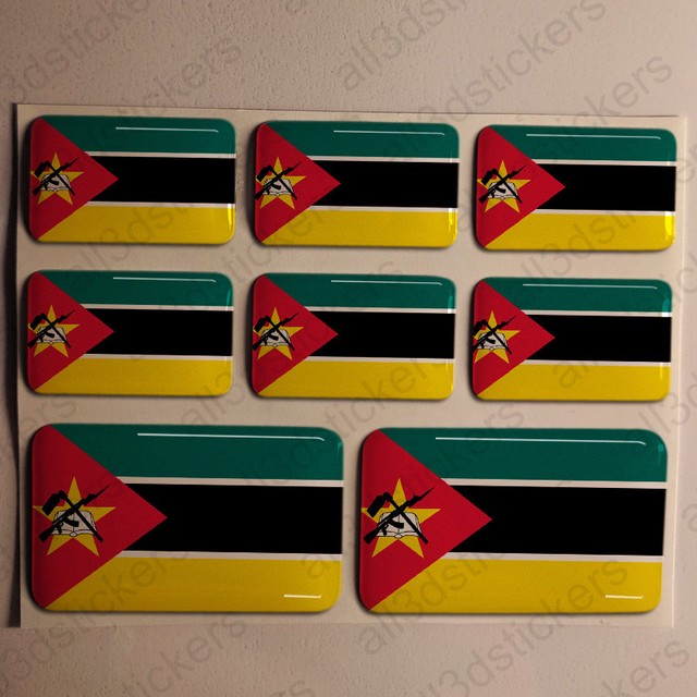 Sticker Mozambique Resin Domed Stickers Mozambique Flag 3D Vinyl