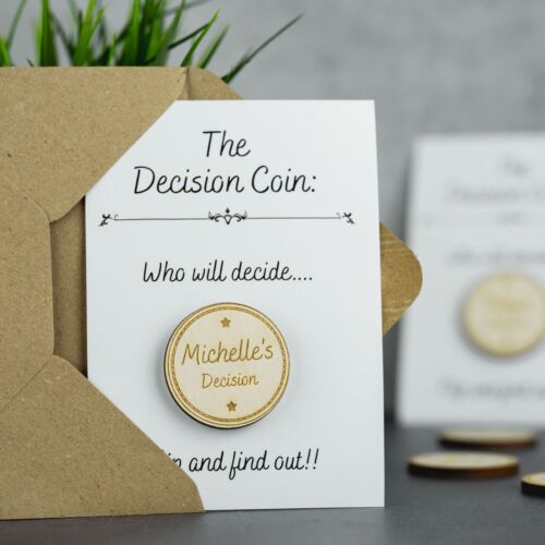 Personalised Wooden Custom Couples Decision Coin Boyfriend Or Girlfriend Gift - Picture 3 of 10