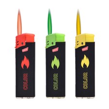 Prof Coloured Flame Turbo Jet Lighter Butane Gas Refillable x 4 Green Red Yellow