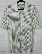 Aziano Italia Mens Short Sleeve Cream Geometric Polo Shirt Size L  W1708