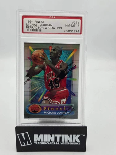 1994 Topps Finest Michael Jordan Refractor With Coating PSA 8
