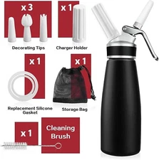 Whipped Cream Dispenser Durable Aluminum Foam Whipper 1 Pint 500ml Cream Maker