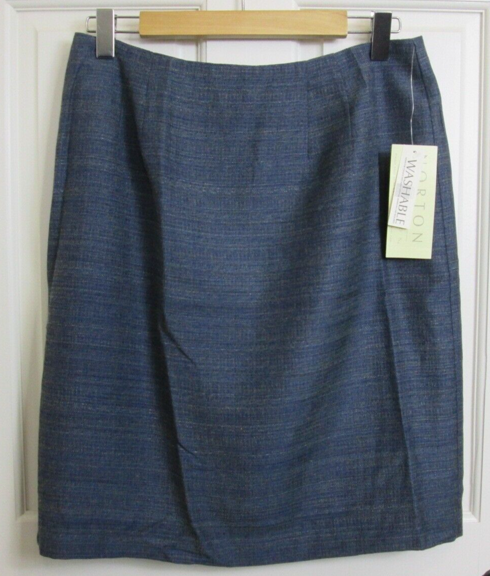 。 NWT Norton Mcnaughton Blue Dress Skirt Womens Size 12 31x22 Lined