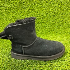 Ugg Mini Bailey Bow Womens Size 8 Black Clasic Outdoor Winter Fur Suede Boots