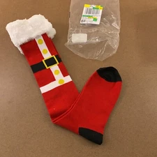 Mixit Womens Shoe Size 4-Red Santa Suit Faux Fur Trim Knee High Socks NWT