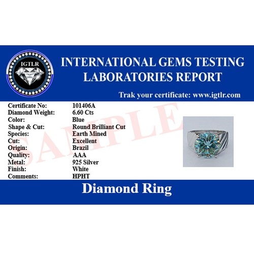 HUGE & RARE 24.40 Ct Radiant Cut Blue Diamond Ring In 925 Silver Certified - Picture 10 of 10