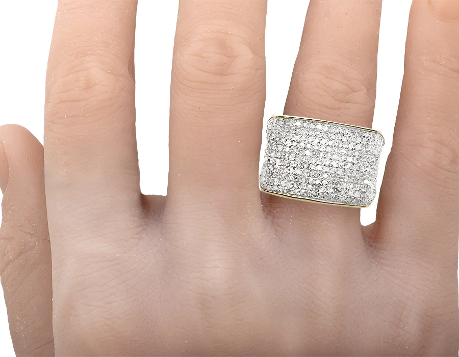 Anillo Pinky Diamante Genuino Pavé Eternidad Oro Amarillo 10K Para Hombre 0.6 Ct Talla-7 Foto 2 de 4