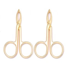 2 Pieces Eyebrow Scissor Handle Tweezer Plucker Straight Tip Brow Scissors