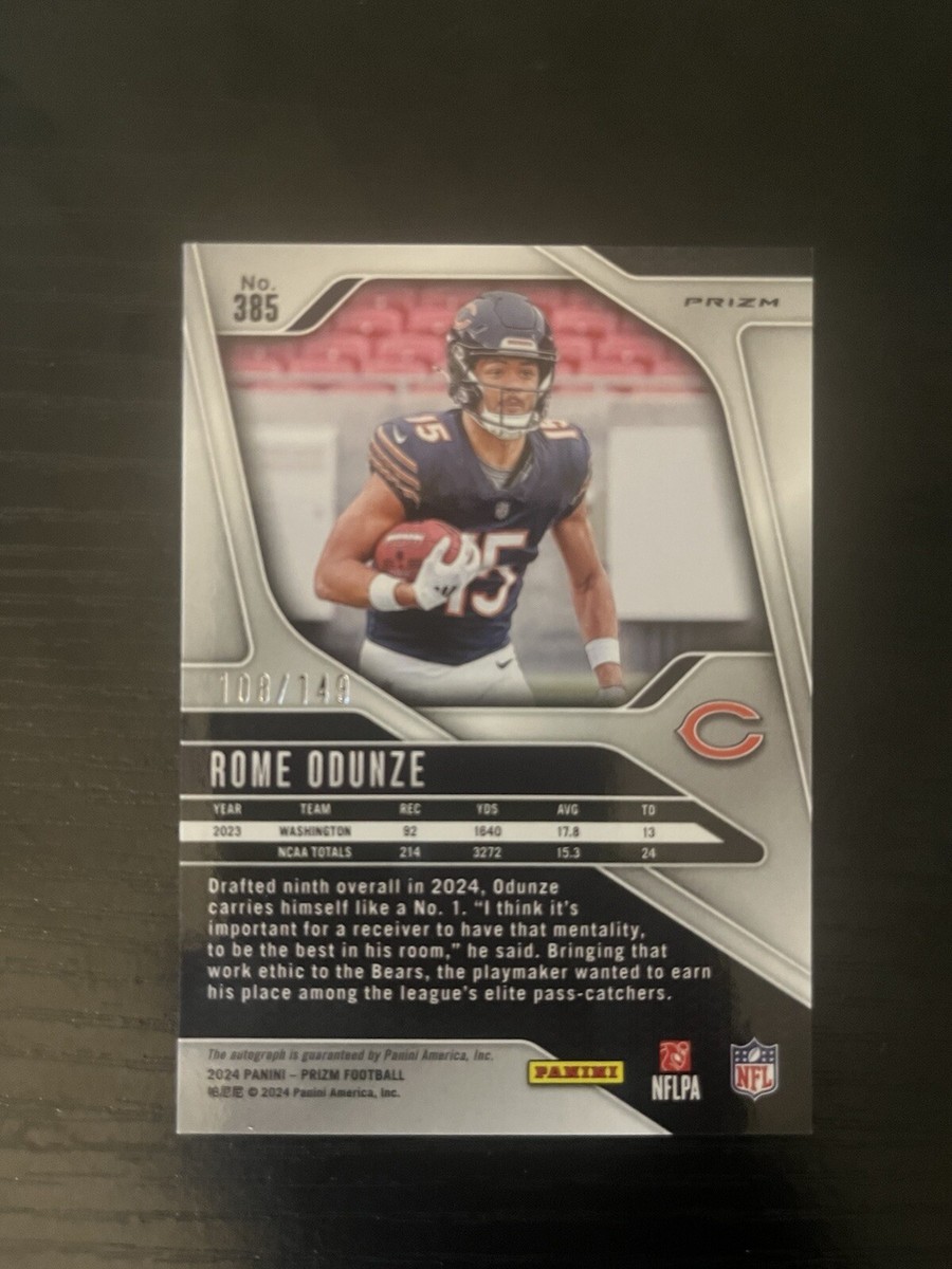 Rome Odunze 2024 Panini Prizm Red Wave Prizm Rookie Auto 108/149