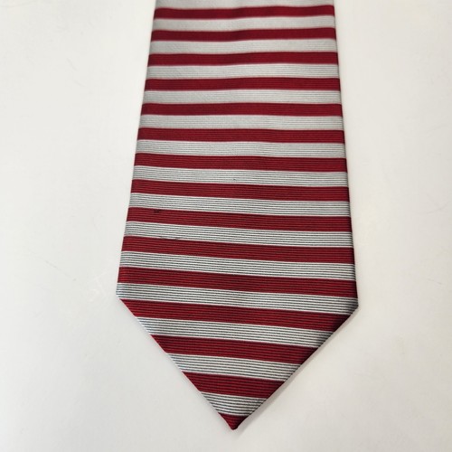 Vintage Gucci Paolo necktie men's red grey stripe 100%silk luxury handmade Italy - Picture 3 of 9