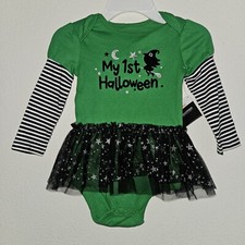 NWT My First Halloween Tutu Dress Green Black Witch Baby Girl 24 Months