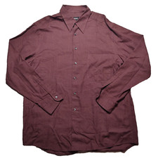 HUGO BOSS Men Large Brick Red Rayon Blend Long Sleeve Button Up Shirt
