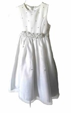 Girls Size 6 White Sleeveless Dress Flower Girl Christening Spring Summer