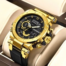 Men Large Dial Digital LED Quartz Date Sport Watch Waterproof Wristwatch Gift