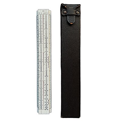 BRUNING #2420 Vintage 1930s Slide Rule Ruler With Original Case Drafting